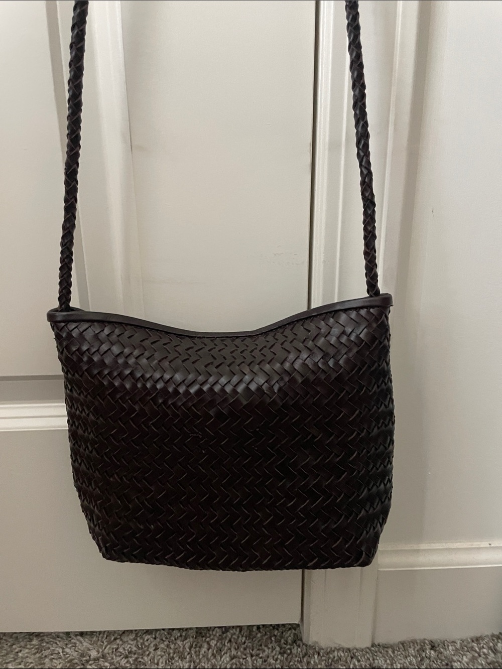 Madewell Dark Brown Woven Leather Shoulder Bag - Picture 3 of 7